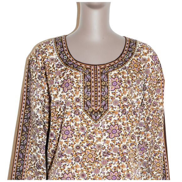 Boho Floral‎ Sparkle Long Sleeve Short Dress Casual Womens Size Large - Picture 3 of 4